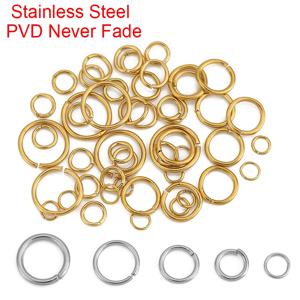 100pcs 3 4 5 6 7 8 10mm 스테인레스 스틸 오픈 점프 링 PVD 결코 목걸이 팔찌 용 엔드 커넥터를 페이드하지 않습니다 DIY 쥬얼리 만들기