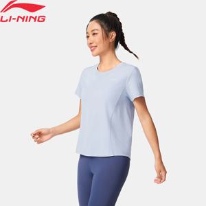 Li-Ning 여성용 트레이닝 티셔츠 AT DRY FREEZE 레귤러 핏 53%비스코스 27%폴리아미드 13%모달 7%엘라스테인 LiNing 티셔츠 ATSV410