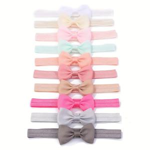 6-10Pcs 솔리드 컬러 그로그레인 리본 Bowknot 머리띠 아기 소녀용 머리 장식 탄성 헤어 밴드 유아 헤어 액세서리