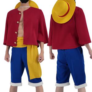 HOLOUN ONE Anime Monkey D. Luffy 코스프레 의상 밀짚 모자 성인 버전 탑 반바지 모자 허리 스트랩 Cos Convention