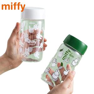 Kawaii Miffy 귀여운 여름 워터 컵 만화 토끼 인쇄 간단한 스타일 투명 플라스틱 휴대용 커피 컵 소녀 선물
