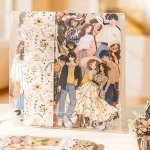 100pcs 사람들은 구름 시리즈 캐릭터 테마 대형 부분 하드 카드 스티커 DIY 핸드북 일기 노트 태블릿 전화 케이스를 좋아합니다