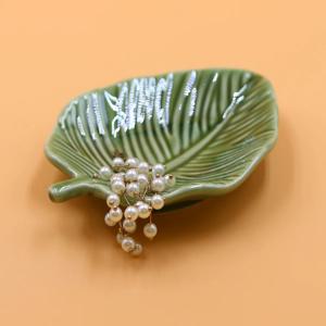 반지, 귀걸이, 팔찌 및 열쇠용 잎 모양의 보석 정리함 트레이 1개 ‌   보관 트레이