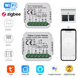 Tuya WiFi ZigBee 커튼 모듈 블라인드 롤러 셔터 전기 모터 스마트 커튼 스위치는 Alexa Google 홈과 함께 작동합니다.