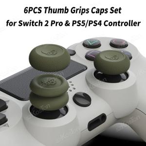 스위치 2 프로/PS5/PS4 컨트롤러 버튼 스틱 커버 게임 패드 조이스틱 캡 게임 액세서리에 대 한 6PCS 엄지 그립 캡 세트