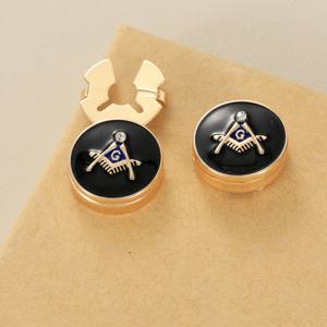 남성 쥬얼리에 대한 2 Pcs 클래식 황금 프리메이슨 엠블럼 프리메이슨 기호 버튼 커버 걸쇠