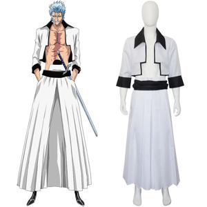 재고 있음 Grimmjow Jaegerjaquez 코스프레 의상 Anime Sexta 6th Espada Arrancar 기모노 화이트 의상
