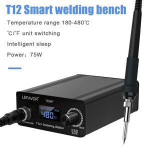 T12 납땜 스테이션 LCD/0LED 디스플레이 지능형 납땜 인두 75W 180-480C 빠른 가열 지능형 정전기 방지 온도 조절기
