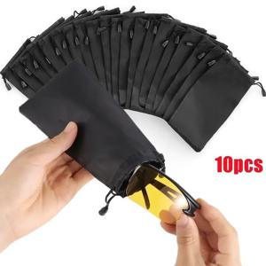 10Pcs 소프트 선글라스 파우치, 졸라매는 끈 먼지 봉투, 보관 주머니, 안경 운반 케이스