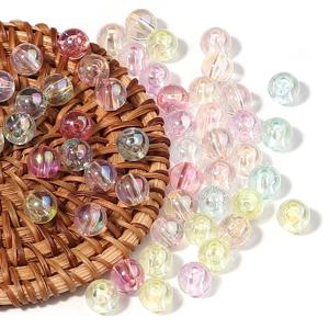 100pcs 도금 컬러 아크릴 비즈 6/8/10mm 믹스 컬러 라운드 느슨한 스페이서 비즈 쥬얼리 만들기 DIY 목걸이 팔찌 장식