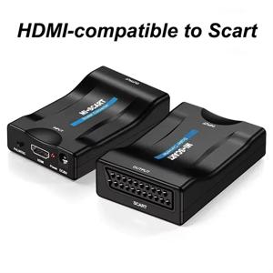 HDTV 스카이 박스 DVD 텔레비전 신호 1080P 고급 변환기 용 전원 어댑터가있는 SCART 비디오 오디오 변환기에 HDMI 호환
