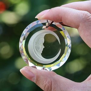 45mm 크리스탈 Suncatcher 유리 프리즘 미스터리 요술 교수형 레인보우 메이커 태양 달 얼굴 자동차 펜던트 홈 창 정원 장식