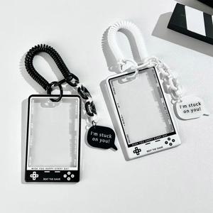 1Pcs Kpop 카드 홀더 한국어 패션 투명 학생 카드 수호자 디스플레이 어린이 아이돌을위한 문자열 Photocard 홀더