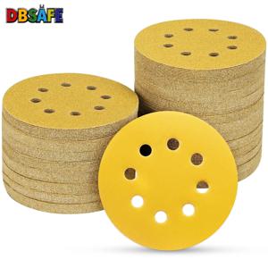 10-100PCS 5인치 8홀 샌딩 디스크 40-800 그릿, 골드 원형 훅앤루프 샌드페이퍼 (랜덤 오비탈 샌더용)