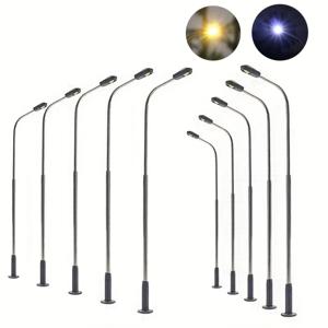5개 1:75-1:500 스케일 미니어처 가로등 모델 3V LED 금속 단일 헤드 도로 조명 장난감 DIY 철도 기차 레이아웃 디오라마 키트