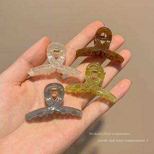 2/4개 귀여운 솔리드 헤어 클로 크랩 소녀용 아크릴 미니 헤어핀 패션 여성 뱅 바레트 크로스 클립 작은 헤어 액세서리