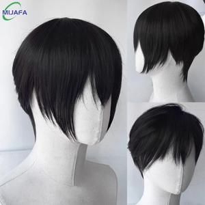 애니메이션 케이게야마 토비오 코스프레 가발 십대 짧은 검정색 레이어드 텍스처 컷 내열성 합성 헤어 젊은 가발 + 가발 캡