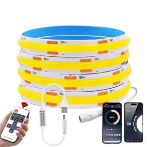 5V USB COB LED 스트립 라이트 320LED/m Wifi 블루투스 리모컨 8mm PCB 폭 유연 테이프 TV 백라이트 USB 옷장 조명