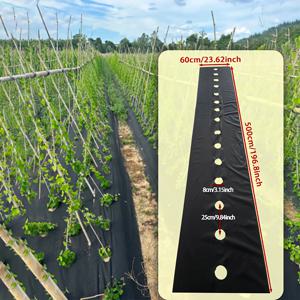 검정색 천공 통기성 부직포 잔디방지 원단, 23.62x196.85인치, 채소밭 및 정원 덮개용으로 적합