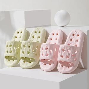 EVA 배수 슬리퍼 - 커플을 위한 속건성 욕실 샌들, 마사지 질감이 있는 매우 부드러운 미끄럼 방지 홈 슬라이드