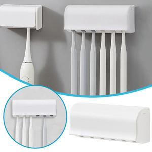 방진 벽걸이 칫솔 홀더 (뚜껑 포함, 접착식, 6구) 칫솔 보관 정리함
