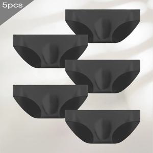 5PCS남성 속옷, 남성용 아이스 실크 팬티, 여름 통기성, 속건성, 이음매없는 반바지, 투명 초박형, 개인화