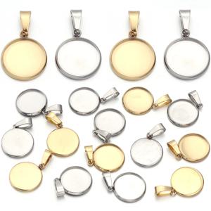 5-10Pcs 6-30mm 스테인레스 스틸 펜던트 빈 설정 라운드 카보 숑베이스 카메오 참 DIY 목걸이 쥬얼리 액세서리 만들기