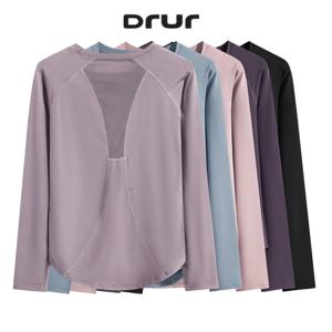 DRUR 긴팔 짐 탑 여성 통기성 속건 운동 티셔츠 루즈핏 러닝 티 요가 의류 스포츠웨어 액티브웨어 신상품