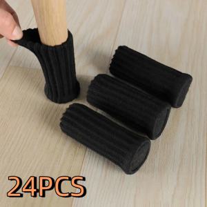 24Pcs 침묵 니트 가구 다리 양말 펠트베이스 탄성 바닥 보호대 내마모성 범용 의자 다리 커버 테이블