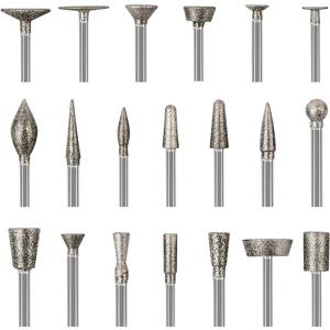 다양한 다이아몬드 버 - Dremel 회전 도구용 1/8인치 생크 다이아몬드 버 스톤 조각 비트