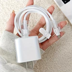 아이폰 15 16 17 18/20W 고속 충전 USB 데이터 케이블 와인더 보호 쉘 케이스 (투명 보호 소프트 케이스)