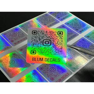 4-8cm 홀로그램 레이저 비닐 인쇄 QR 코드 스티커, 맞춤형 ig 스티커, 소셜 미디어 스티커, 금속 질감 QR 코드
