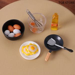 10 개/대 시뮬레이션 미니 그릇 계란 프라이어 계란 비터 음식 모델 인형 집 미니어처 DIY 인형 집 액세서리 가구 장식