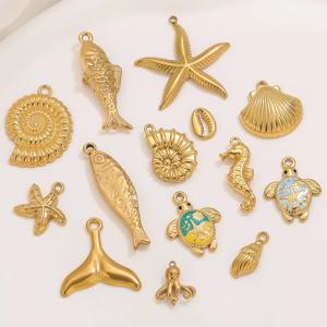 5pcs 골든 스테인레스 스틸 펜던트 DIY 쥬얼리 액세서리 커넥터 여성 목걸이 귀걸이 쥬얼리 재료 만들기