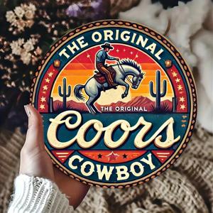 빈티지 Coors 카우보이 알루미늄 금속 벽 아트 사인 8x8 인치 침실 주방 다이닝 룸에 적합 골동품 아메리카나 장식