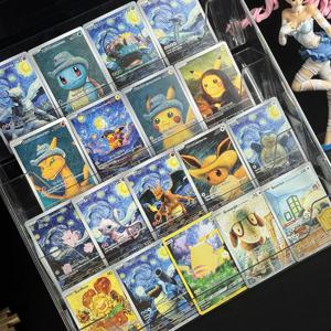 DIY 18개 애니메이션 PTCG 컬렉션 카드 반 고흐 시리즈 뮤츠 리자몽 이브이 블라스토이즈 루기아 영어 컬렉션 카드 어린이 선물