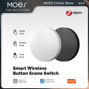MOES Tuya ZigBee 스마트 키 스위치 모바일 설정 무선 원격 키 컨트롤러 멀티 장면 연결 스마트 스위치 배터리 구동