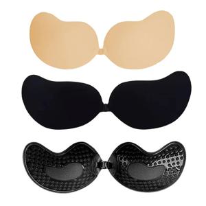 1pcs 여성 보이지 않는 푸시 업 브래지어 백 레스 Strapless 브래지어 원활한 전면 클로저 Bralette 속옷 실리콘 자체 접착 브래지어 패드