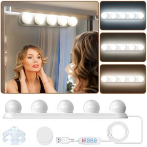 화장 거울 LED 전구 화장대 조명 USB 조절 가능한 밝기 및 색온도 욕실 화장대 조명