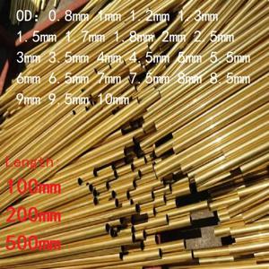 황동 튜브 1개, 직경 0.8, 1, 1.5, 2, 2.5, 3, 4, 5, 6, 7, 8, 9, 10mm, 길이 100mm, 200mm, 500mm, 이음매 없는 원형 파이프/튜빙