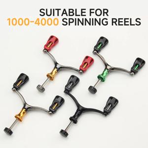HAUT TON CNC 금속 중공 디자인 스피닝 릴 핸들 그립 다채로운 DIY 매칭 낚시릴 로커 암 크랭크 핸들 교체