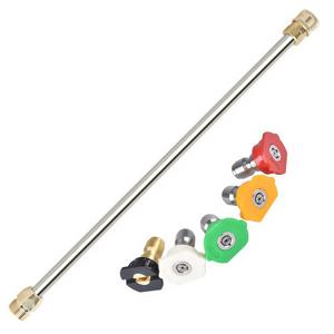 5000PSI 고압 세척기 건 연장 로드 - 17인치 스테인리스 스틸, M22 나사 및 1/4인치 퀵 커넥트 포함