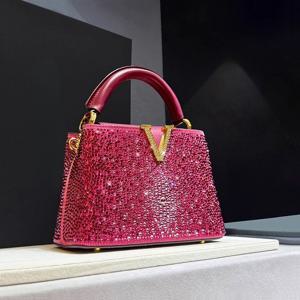 여성용 명품 가죽 다이아몬드 핸드백, 라인스톤 숄더 크로스바디 토트백 (Bolso Marca Lujo)