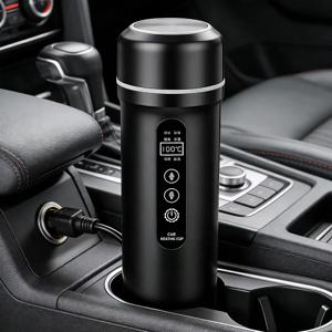 전기 주전자 12V24V 휴대용 자동차 난방 컵 500ml 여행 난방 터치 스크린 지능형 조절 온도 열 컵