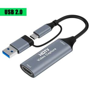 2-in-1 USB 3.0 비디오 캡처 카드, 4K HDTV 지원, USB 2.0 Type C로 변환, 스위치, Xbox, PS5/4용 게임 녹화 및 라이브 방송에 적합