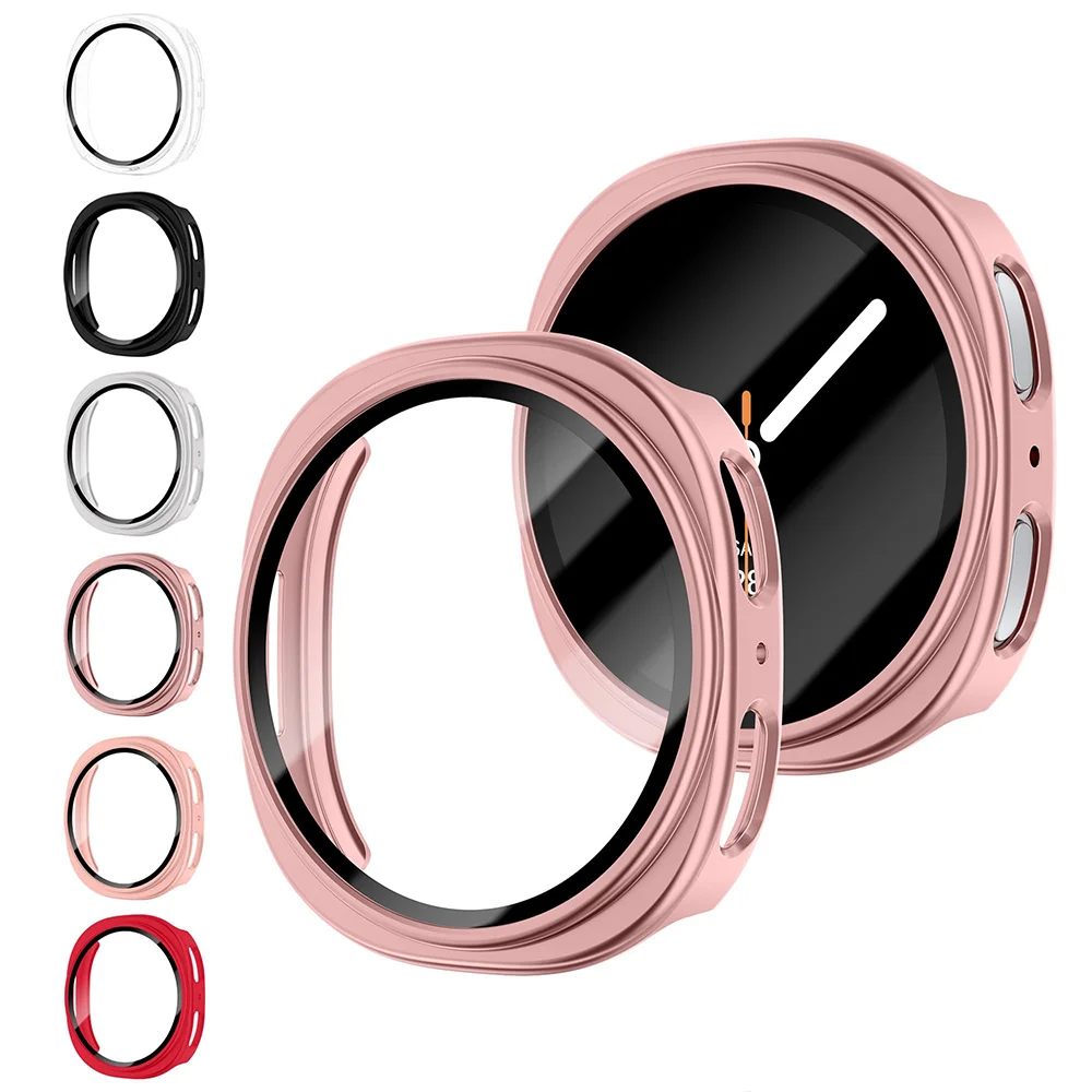 삼성 갤럭시 시계 8 용 케이스 44mm 40mm PC 커버 범퍼 화면 보호기 강화 유리 쉘 + 필름 갤럭시 시계 8 액세서리