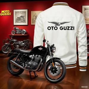 봄과 가을 새로운 MOTO-GUZZI 오토바이 로고 지퍼 봄버 재킷 캐주얼 야외 방풍 스포츠웨어