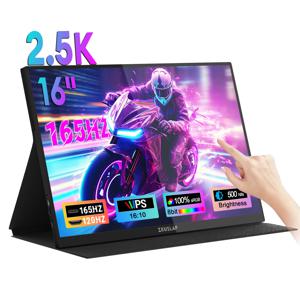 ZEUSLAP P16KT PRO 16인치 165Hz 휴대용 모니터 2.5K 500nit 터치스크린 100% sRGB 디스플레이 (게이밍 노트북, PS5, Xbox, PC용)