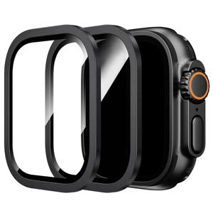 2개 알루미늄 합금 케이스+애플 워치 울트라 2용 강화 유리 49mm 스크래치 방지 화면 보호기 iWatch 울트라 3 49mm 2025