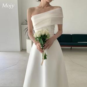 모지 코리아 아이보리 반팔 우아한 오간자 웨딩드레스 A라인 오프숄더 맞춤형 신부 드레스